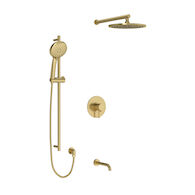 TENERIFE 1/2" THERMOSTATIC & PRESSURE BALANCE 3 FUNCTION SYSTEM WITH INTEGRATED VOLUME CONTROL, Antique Gold, medium